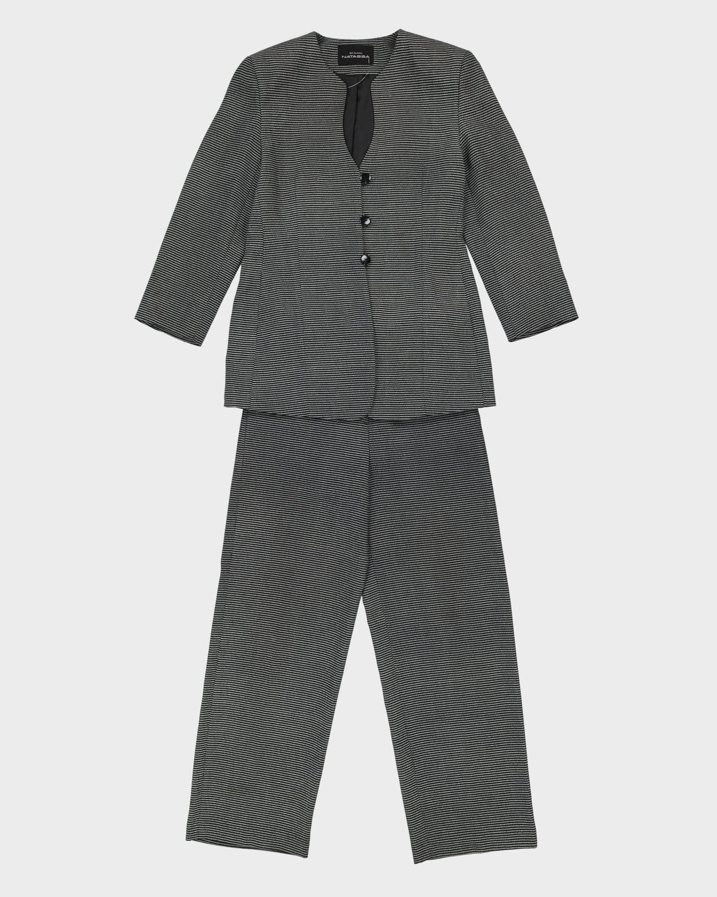 Black And White Jacket And Trousers Suit - S