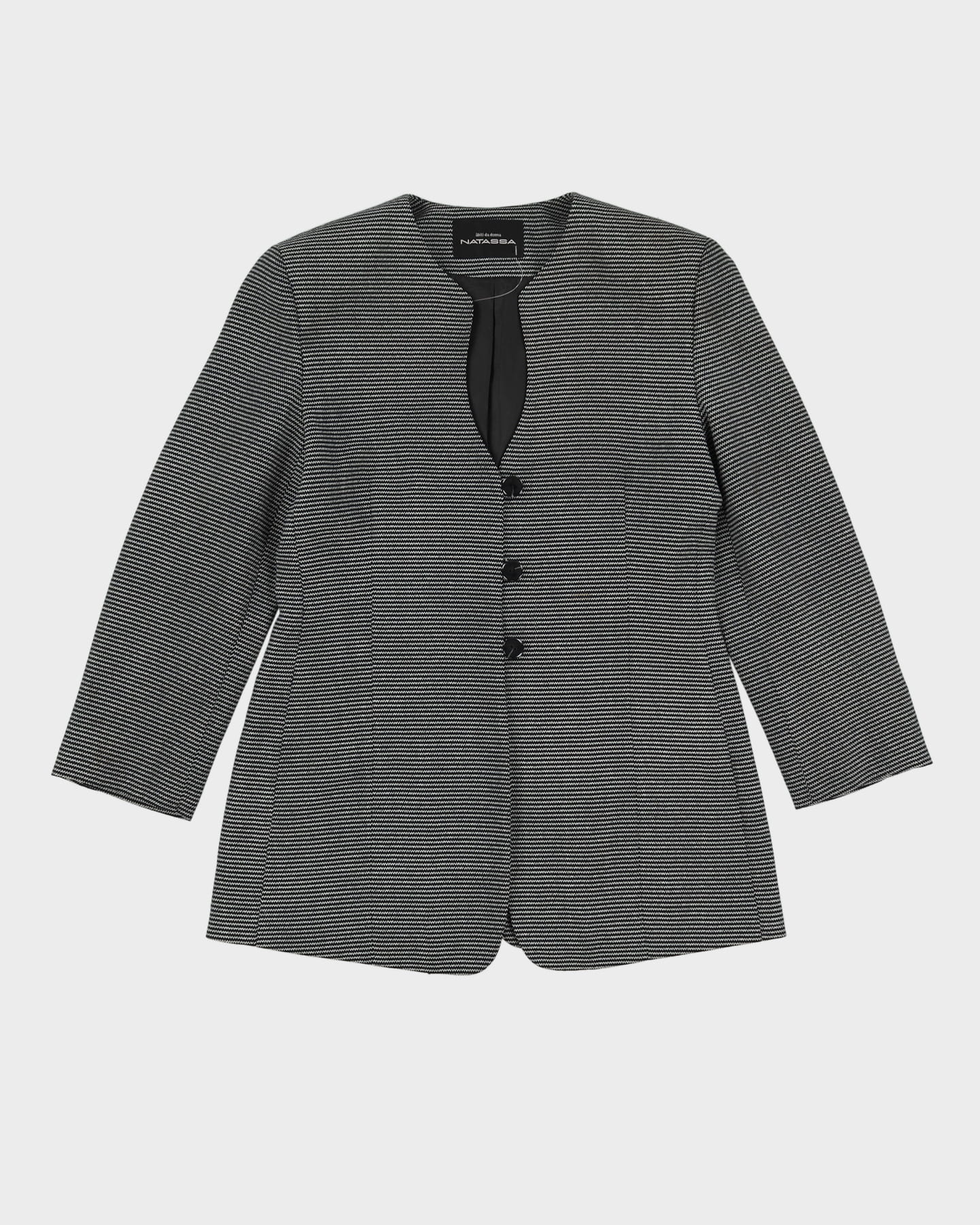 Black And White Jacket And Trousers Suit - S