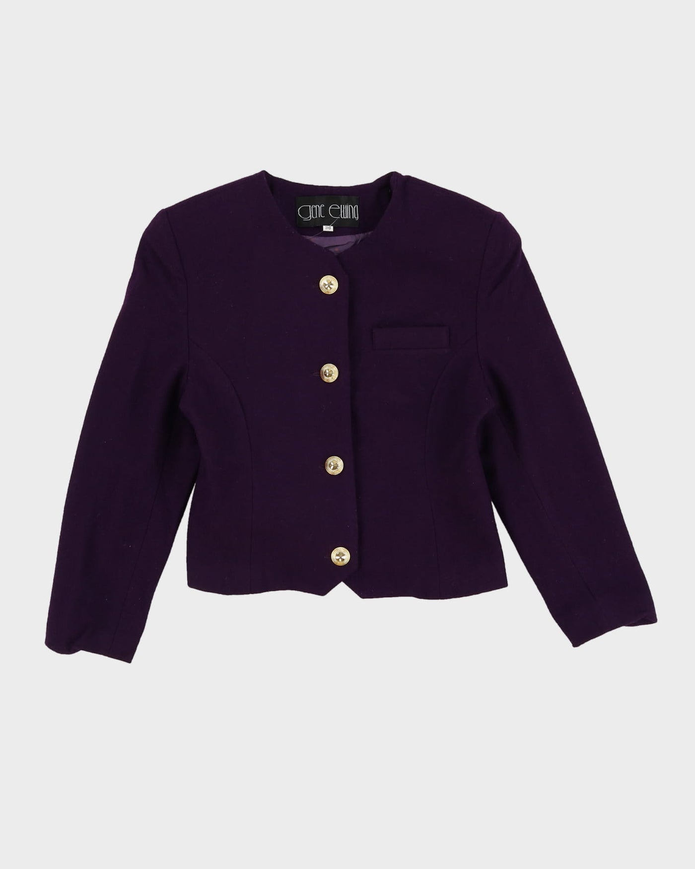 Vintage 1990s Purple Wool Jacket And Skirt Set - XS