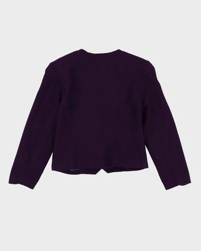 Vintage 1990s Purple Wool Jacket And Skirt Set - XS