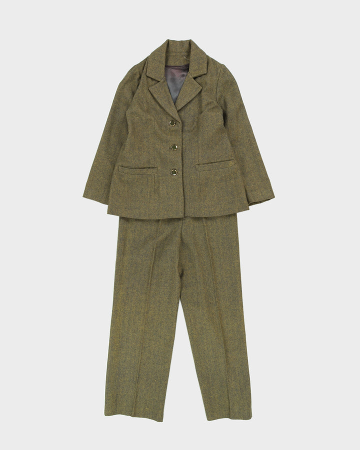 Vintage Green Herringbone 2 Piece Suit - S / M