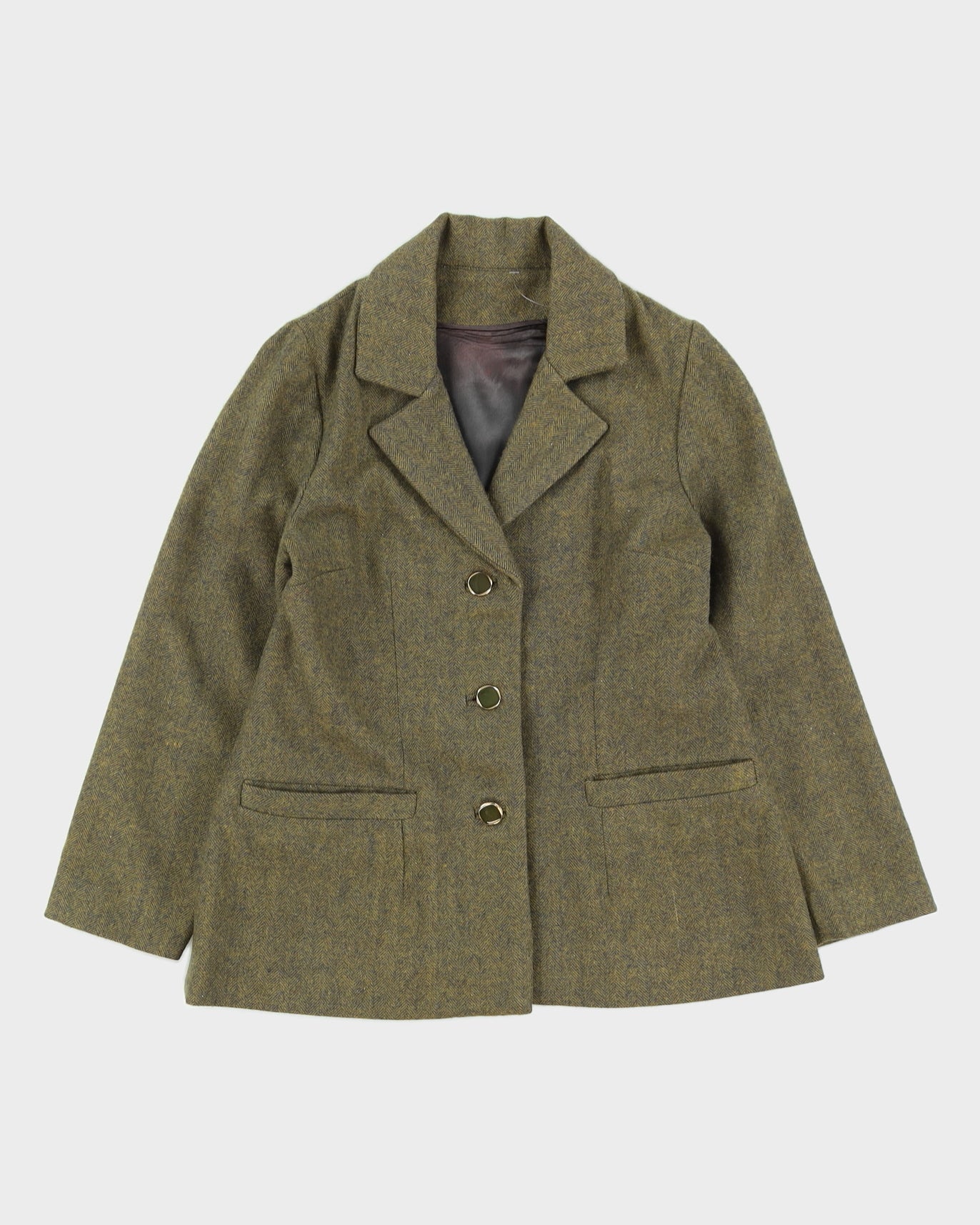 Vintage Green Herringbone 2 Piece Suit - S / M