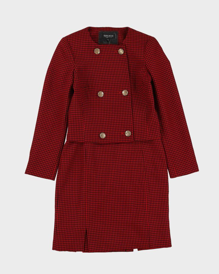 Red And Black Houndstooth  2 Piece Suit - S
