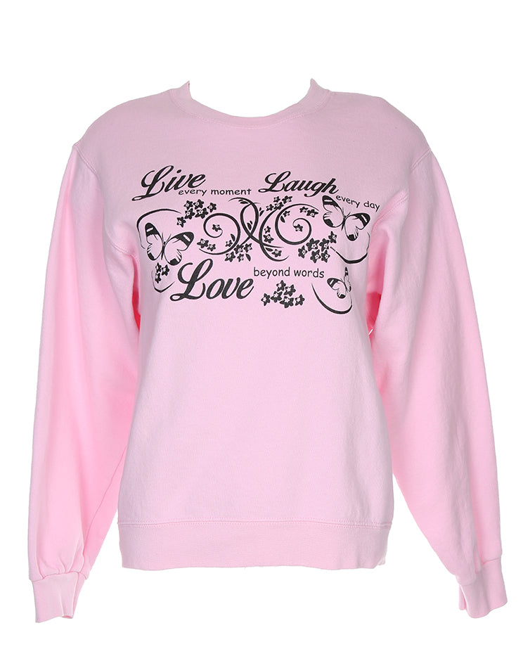 Live, Laugh, Love Pink Sweatshirt - S