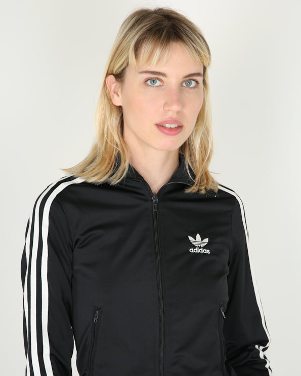 Adidas black white stripes zip-up track sweatshirt - XXS