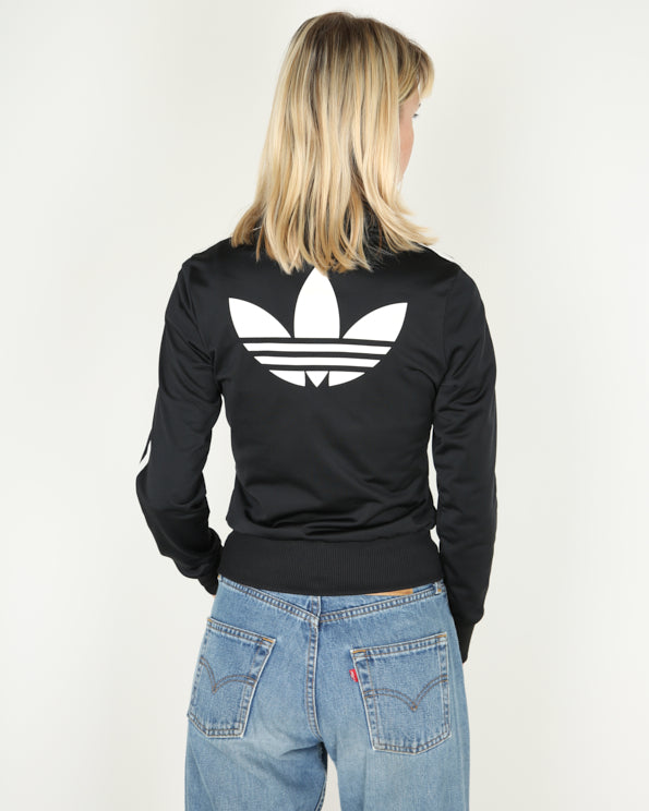 Adidas black white stripes zip-up track sweatshirt - XXS