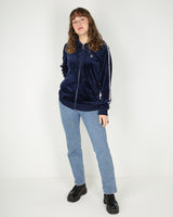 Fila blue logo velour track hoodie - M