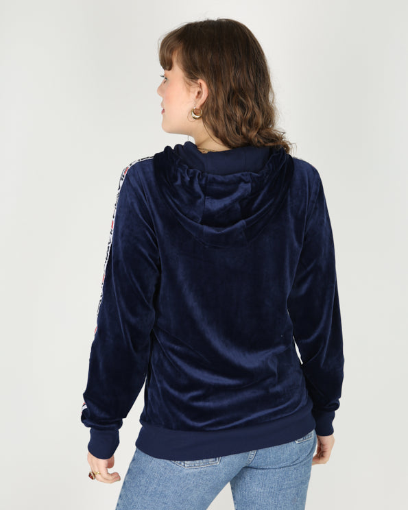 Fila blue logo velour track hoodie - M