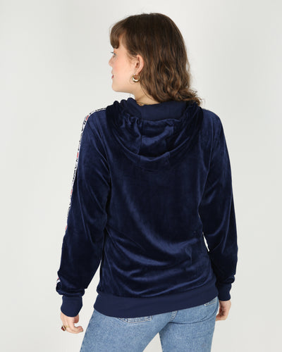 Fila blue logo velour track hoodie - M