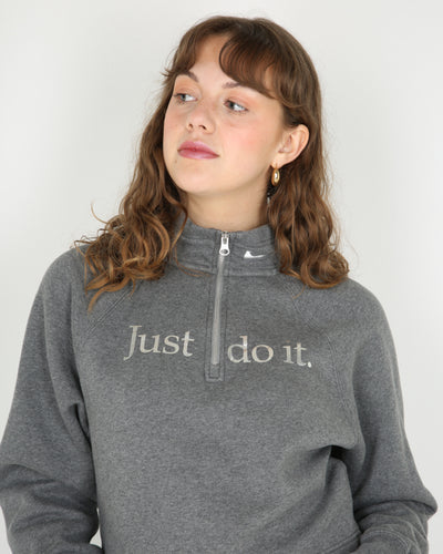 Nike text slogan 1/2 zip sweatshirt - S