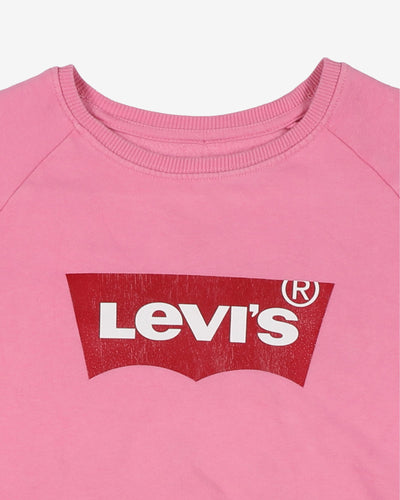 Levis pink red batwing logo printed sweatshirt - xs