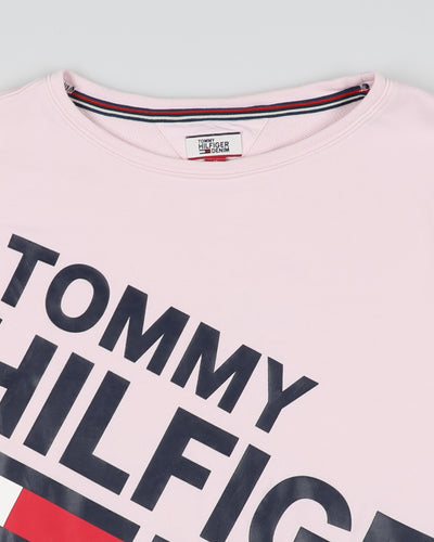 tommy hilfiger baby pink logo printed sweatshirt - m