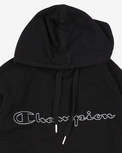 champion black embroidered hoodie - xs