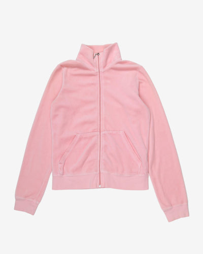 Juicy Baby Pink Zip-Up HIgh neck Sweatshirt - M