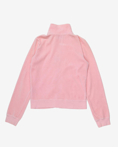 Juicy Baby Pink Zip-Up HIgh neck Sweatshirt - M