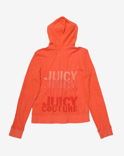 Juicy Couture Peach Zip-Up Hooded Sweatshirt - L