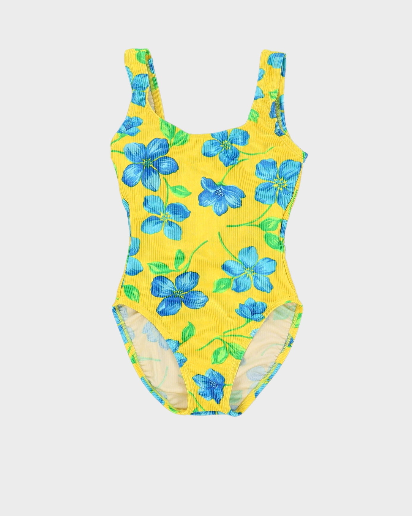 Catalina Yellow With Blue Flowers Swimsuit - S