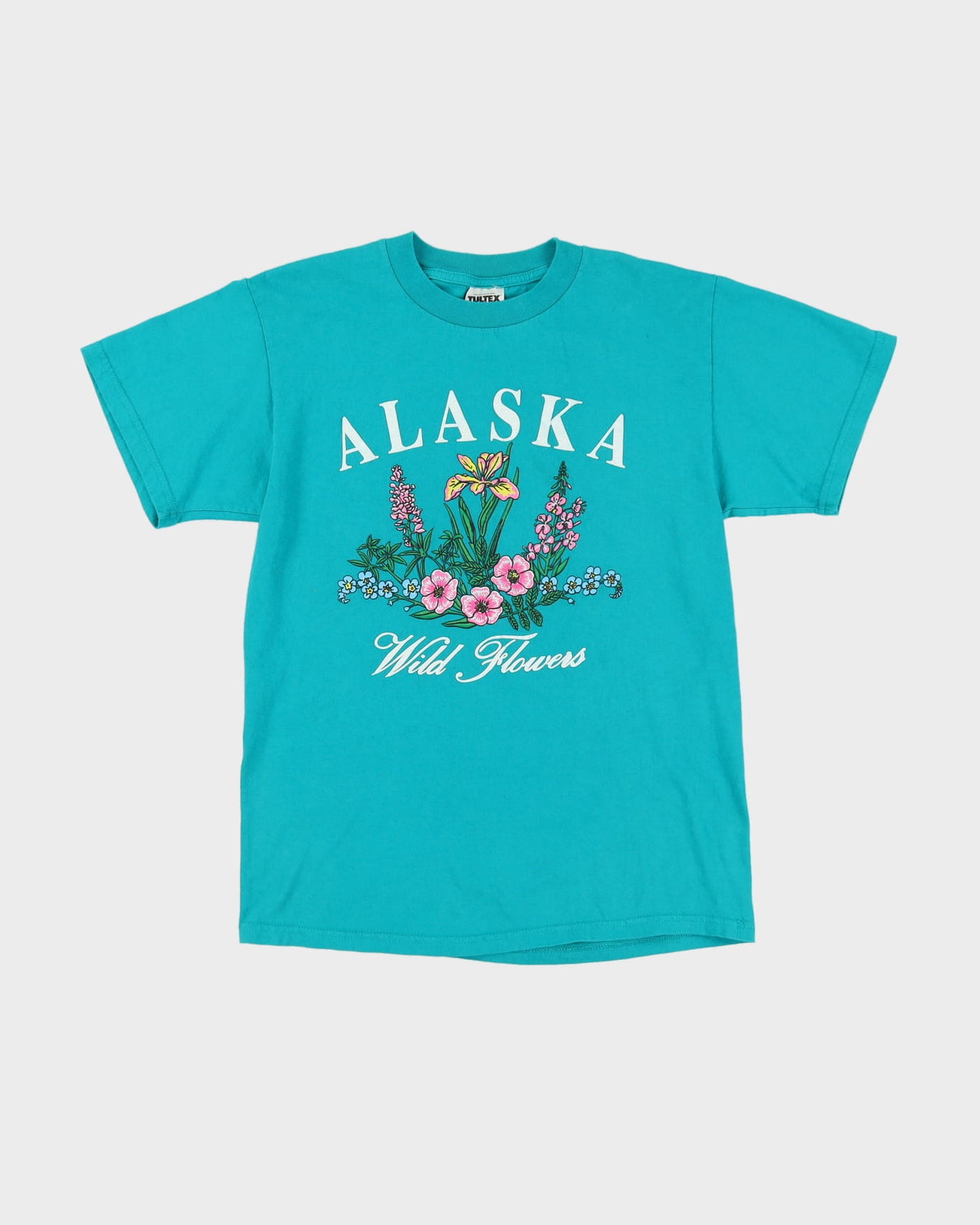 1990s Green Alaska Floral T-Shirt - S