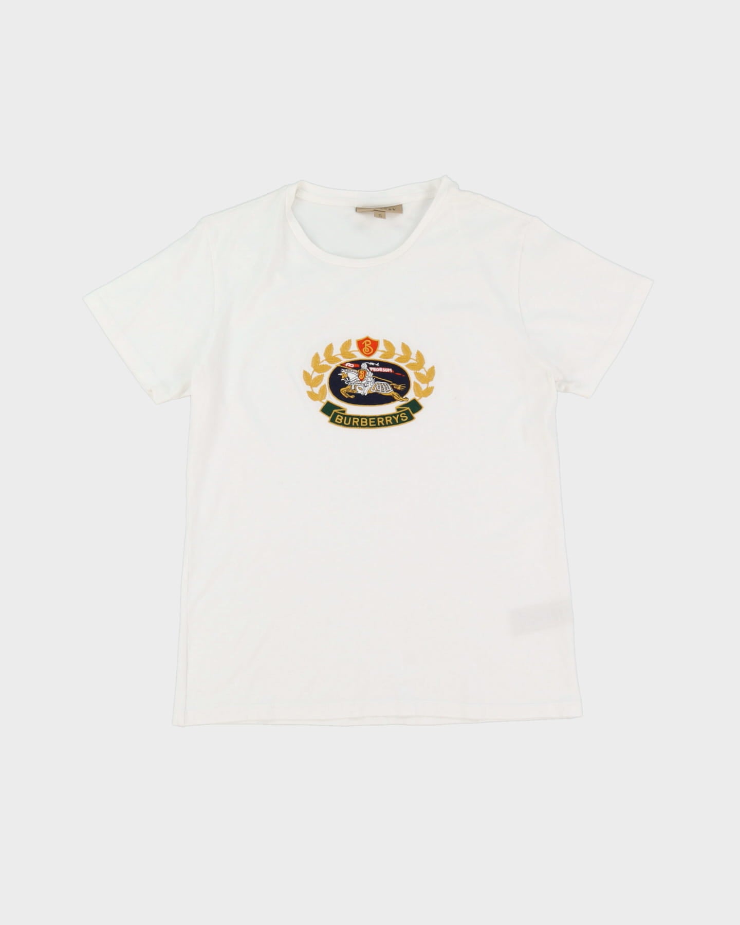 Burberry Prorsum White Embroidered Logo T-Shirt - XL