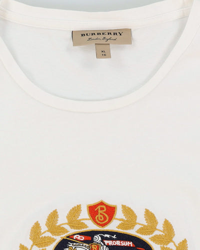 Burberry Prorsum White Embroidered Logo T-Shirt - XL