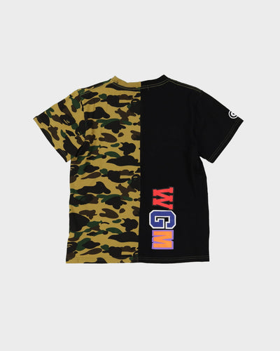 BAPE A Bathing Ape 50/50 Black / Camo Shark T-Shirt - L