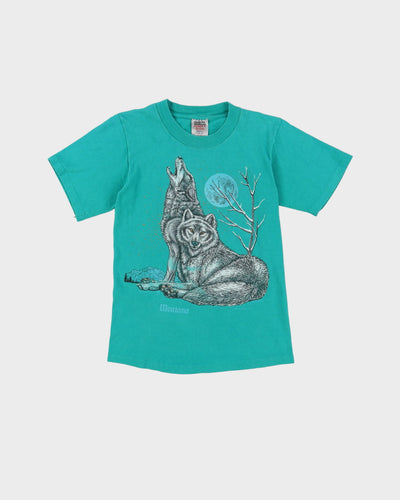 90s Montana Green Wolf Graphic T-Shirt - S