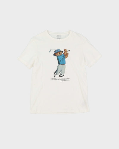 Polo Bear Ralph Lauren Golfing White Graphic T-Shirt - M
