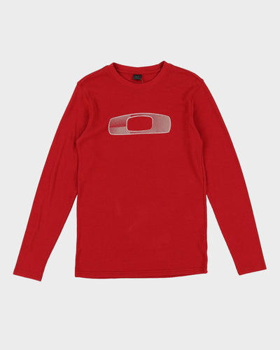 Oakley Red Long Sleeve Waffle T-Shirt - M