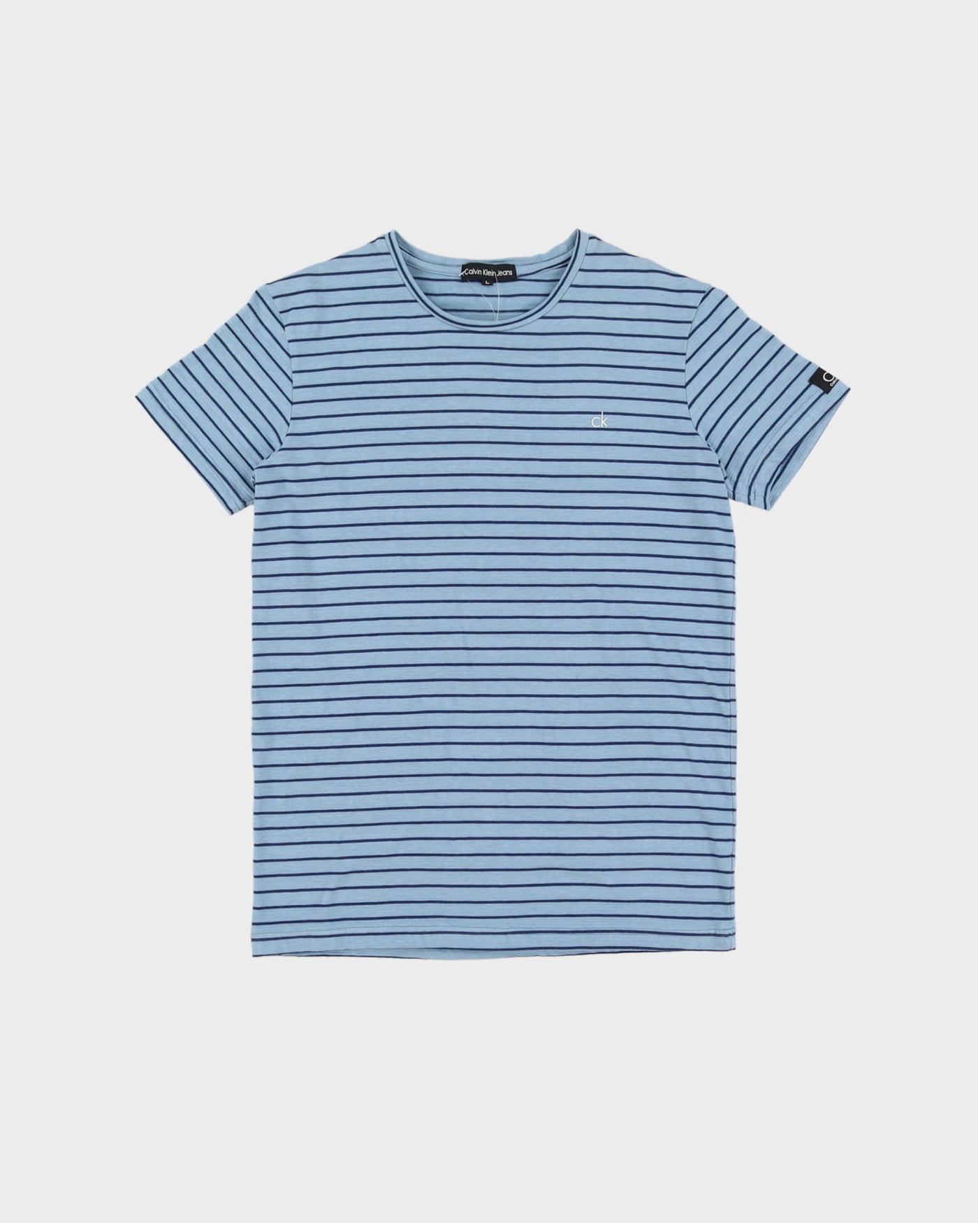 Calvin Klein Blue / Navy Striped T-Shirt - L