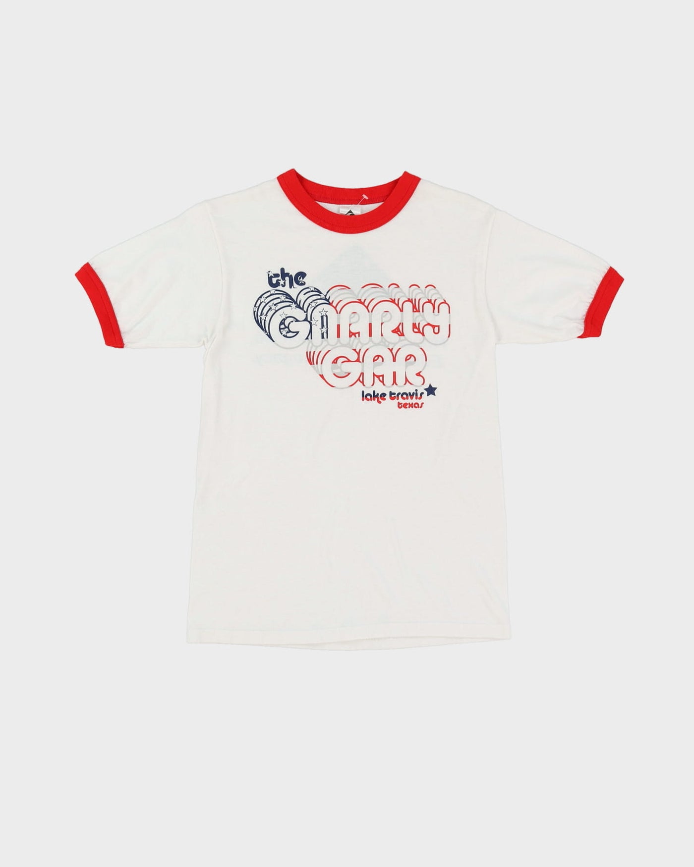 90s The Gnarly Gar Lake Travis Texas White / Red Ringer T-Shirt - S