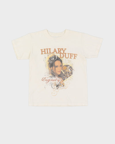 Baby Fit 00s Y2K Hilary Duff Dignity White Graphic Band T-Shirt - XXS