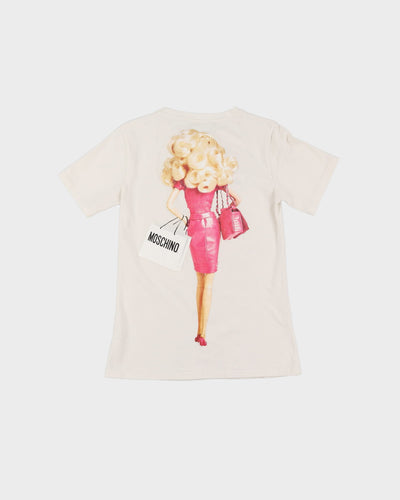 Moschino Couture X Jeremy Scott Barbie Print White Graphic T-Shirt - S