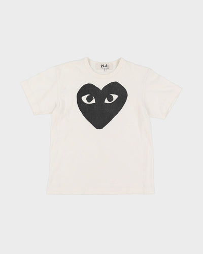 CDG Play Comme Des Garcons White Heart Logo T-Shirt - M