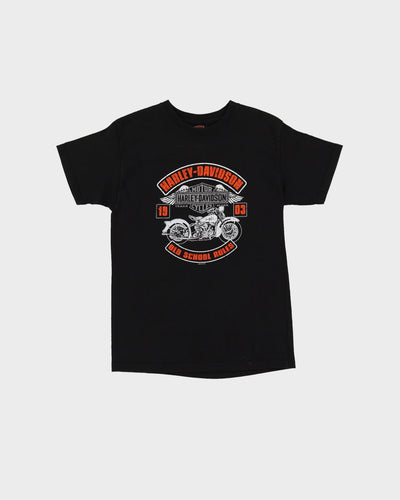 Vintage 90s Harley Davidson Old School Rules Black Baby Fit T-Shirt - L