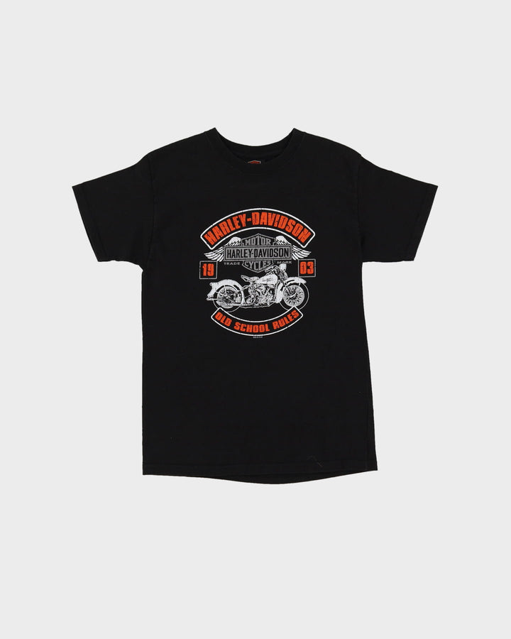 Vintage 90s Harley Davidson Old School Rules Black Baby Fit T-Shirt - L