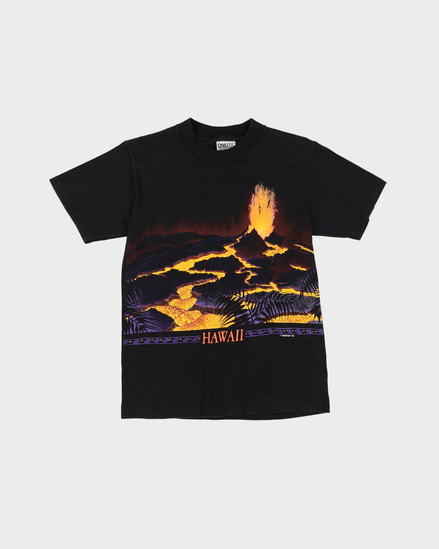 Vintage 1992 Hawaii Volcano Single Stitch Black Graphic T-Shirt - S