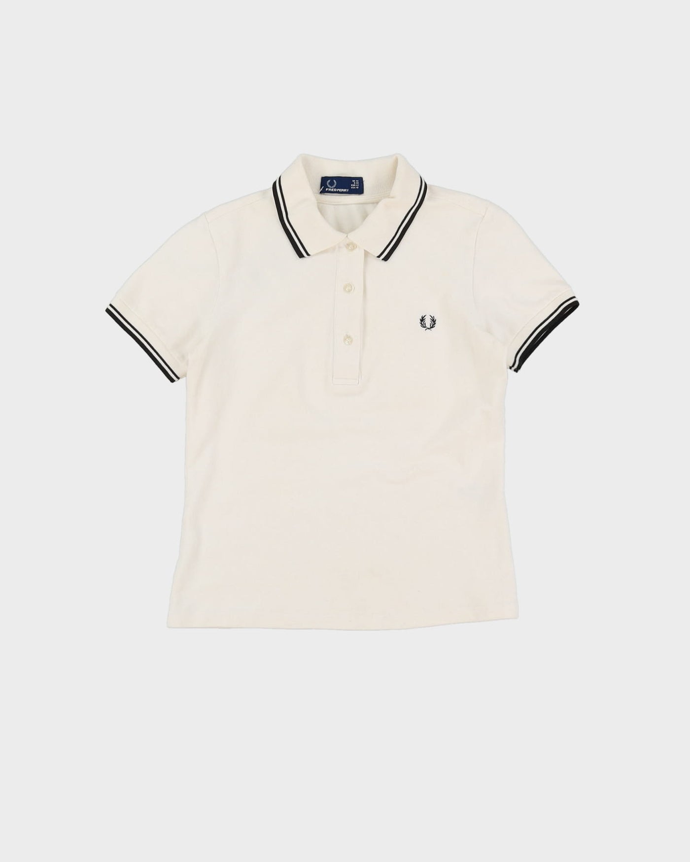 00s Fred Perry White Baby Fit Polo T-Shirt - M