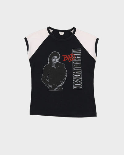 Vintage Early 90s Michael Jackson BAD Baby Fit Black / White Single Stitch Vest - XS / S