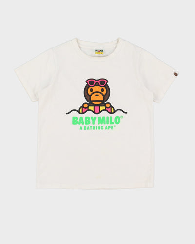 Bape Baby Milo Swimming White Graphic T-Shirt - S