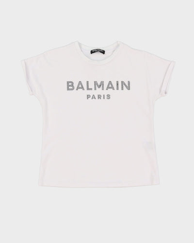 Balmain Y2K Style Baby Fit White T-Shirt - S