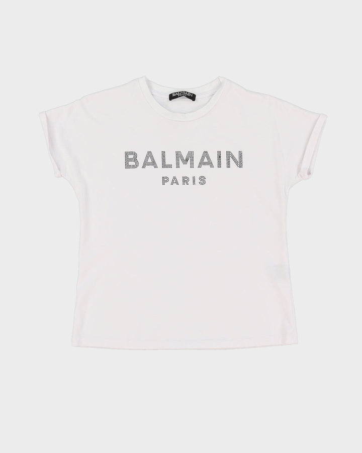 Balmain Y2K Style Baby Fit White T-Shirt - S