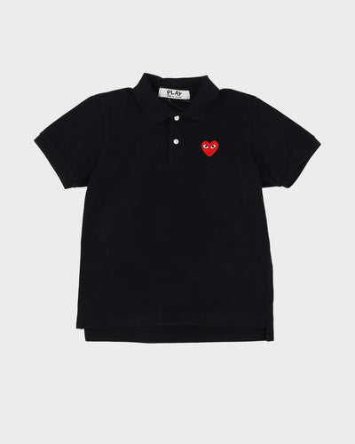 Comme Des Garcons Play Black Baby Fit Black Polo Shirt - S