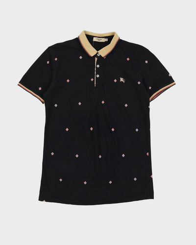 Burberry All Over Pattern Black Polo Shirt - S