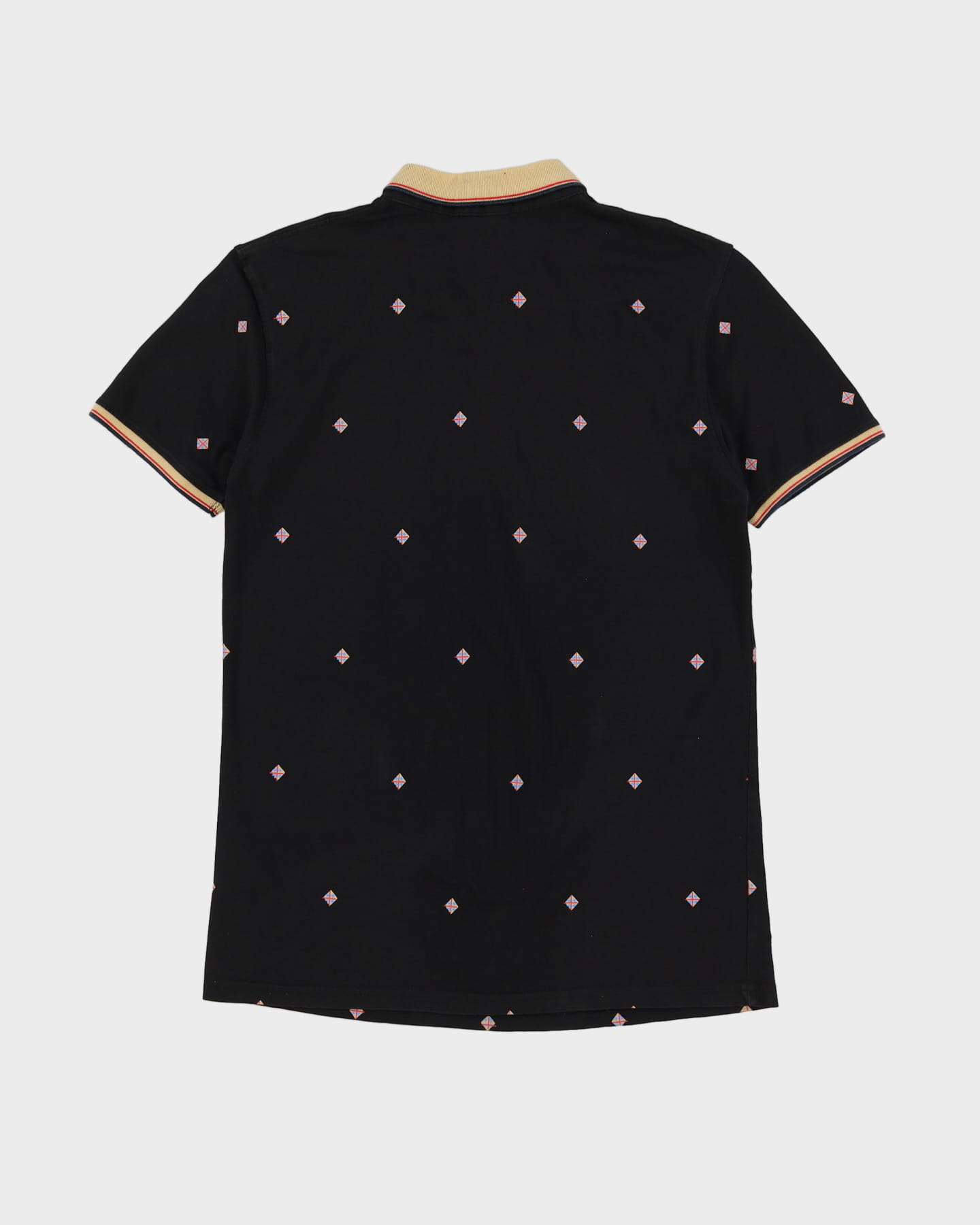 Burberry All Over Pattern Black Polo Shirt - S