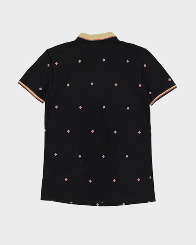 Burberry All Over Pattern Black Polo Shirt - S