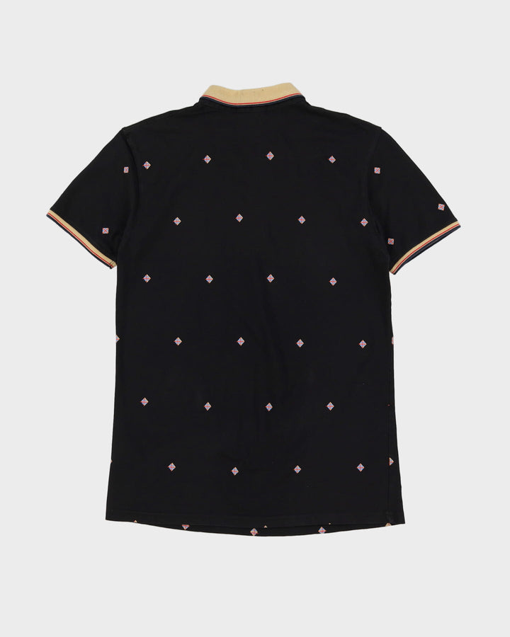Burberry All Over Pattern Black Polo Shirt - S