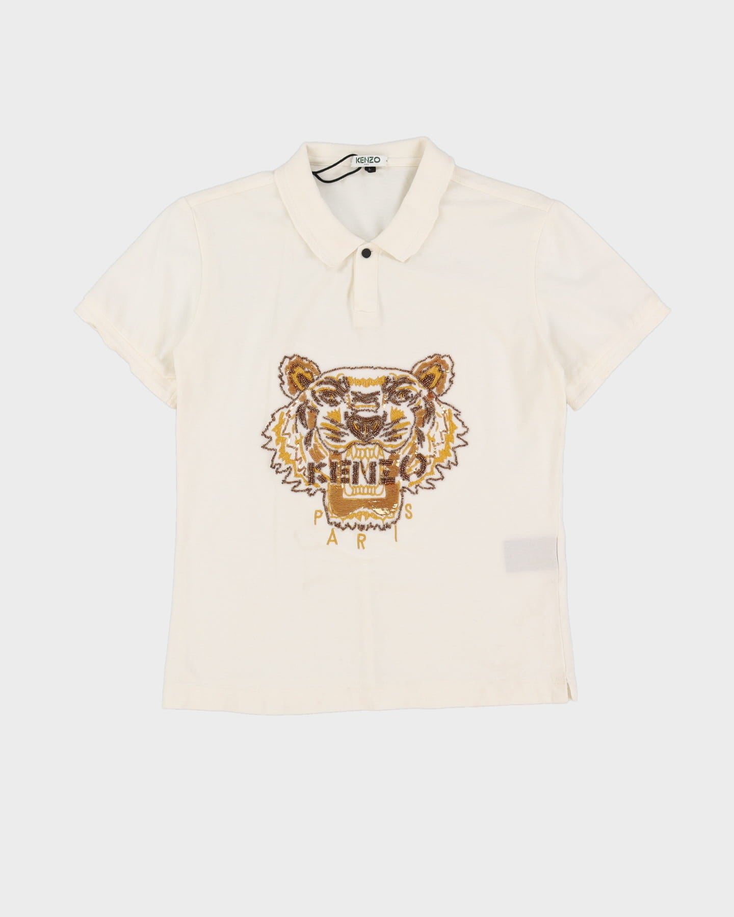 Kenzo Lion Logo White Polo Shirt - L