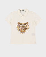 Kenzo Lion Logo White Polo Shirt - L