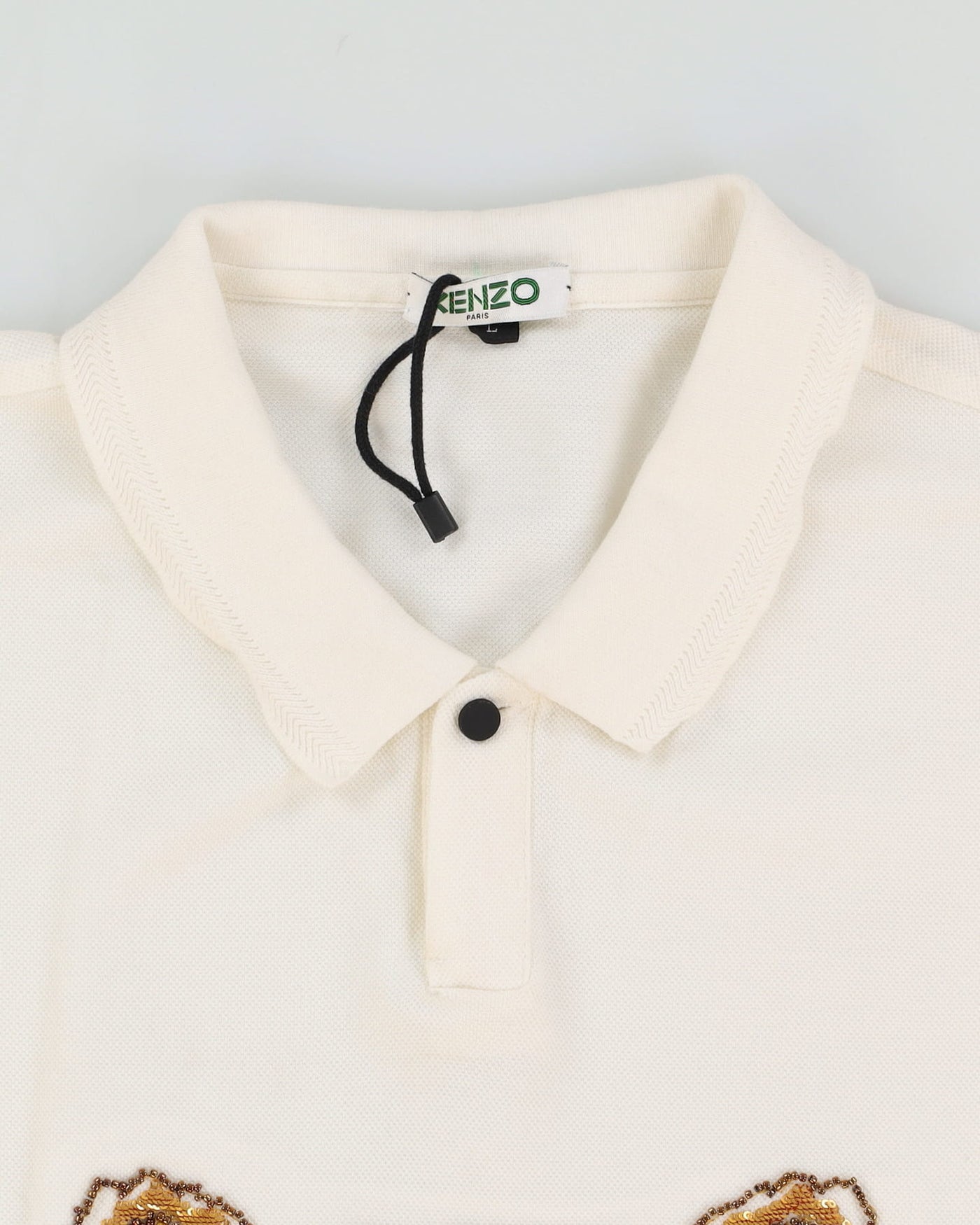 Kenzo Lion Logo White Polo Shirt - L