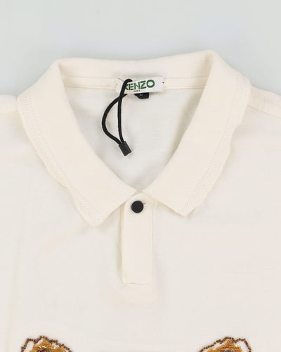 Kenzo Lion Logo White Polo Shirt - L